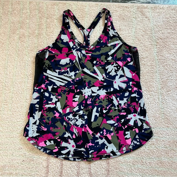 lululemon athletica Tops - Lululemon Fast Lane Singlet Racerback Tank Top Size 6 Abstract‎ Floral Print